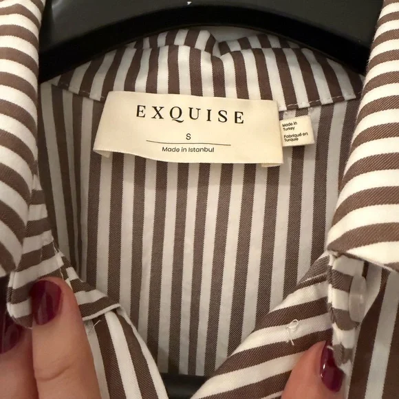 Anthropologie Striped Brown and White Dress - Picture 2 of 2